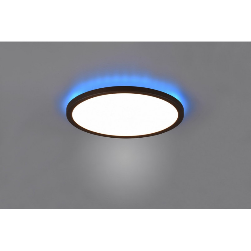 Plafon LED Aureo: Ściemnianie, Pilot, Czarny Mat | Reality