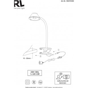 Lampka z klipsem na biurko Berry LED tytanowa Reality