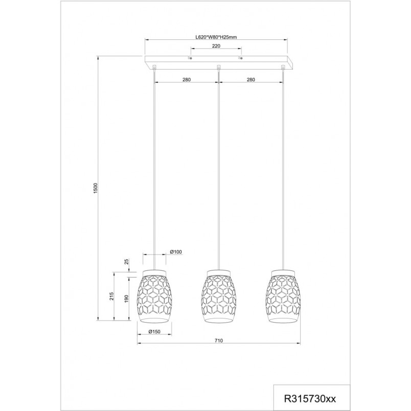 Lampa wisząca ażurowa Bidar | Reality - Elegancki design