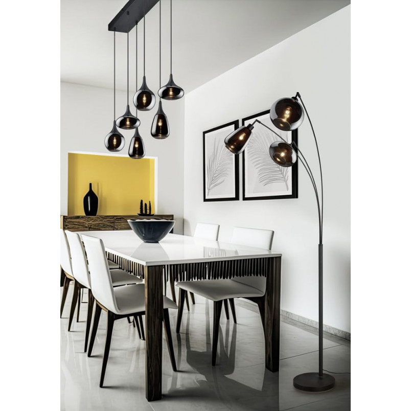 Lampa podłogowa Trio Lumina | 3 szklane klosze, loft, czarny mat
