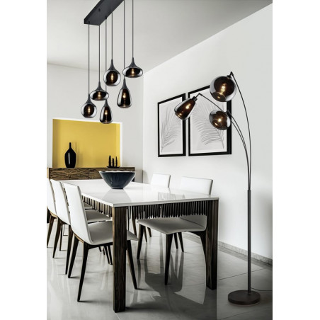 Lampa podłogowa Trio Lumina | 3 szklane klosze, loft, czarny mat
