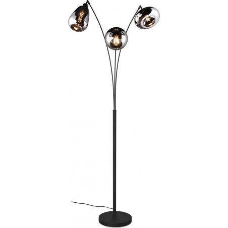 Lampa podłogowa Trio Lumina | 3 szklane klosze, loft, czarny mat