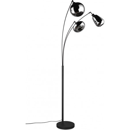 Lampa podłogowa Trio Lumina | 3 szklane klosze, loft, czarny mat