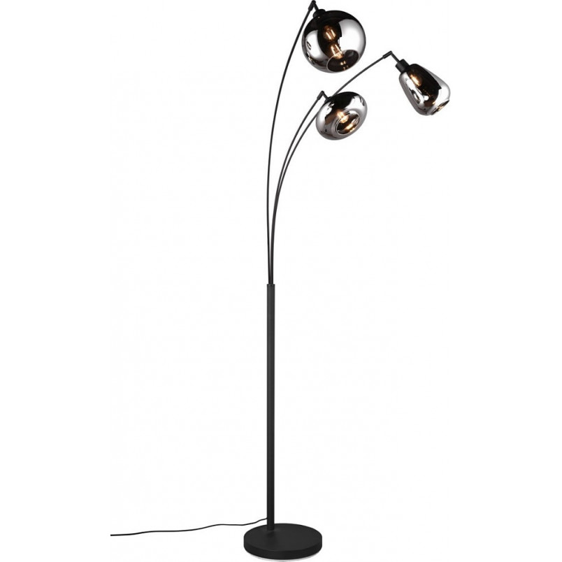 Lampa podłogowa Trio Lumina | 3 szklane klosze, loft, czarny mat