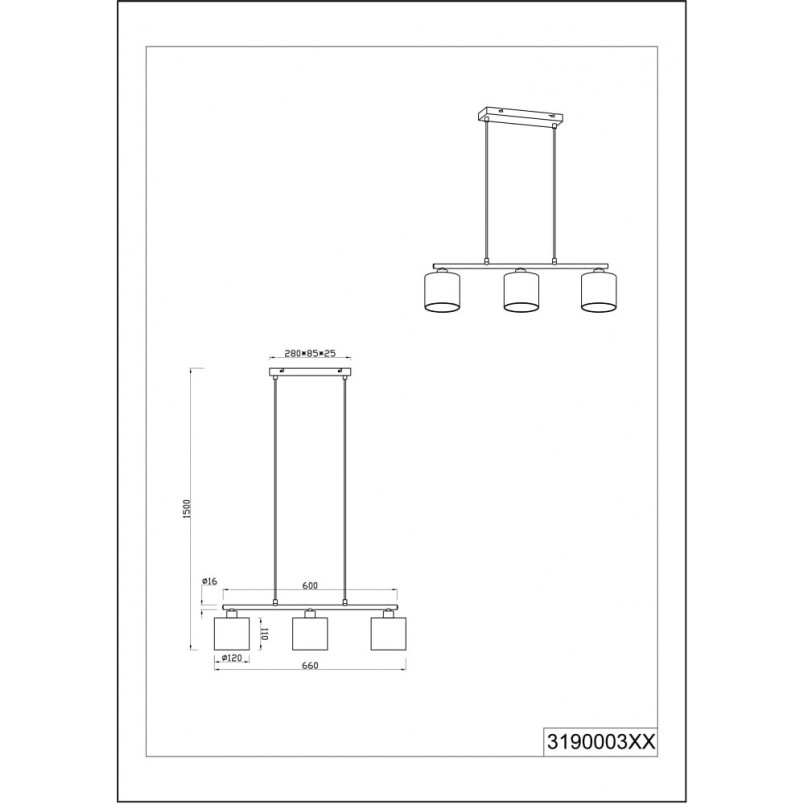 Lampa wisząca beżowa Julieta III Trio | Elegancki design