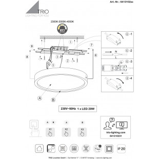 Plafon LED Doha biały Trio | Regulacja barwy | Kup online