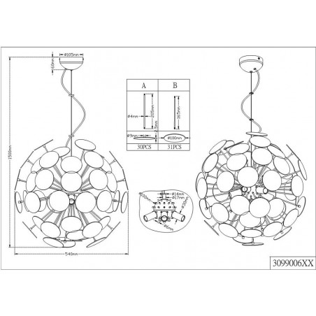 Lampa wisząca Discalgo - Kula chrom/czarny mat | Trio