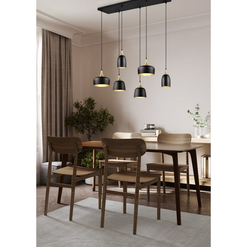 Lampa wisząca Chiraz 6 punktów | Loftowa, Czarna, Trio