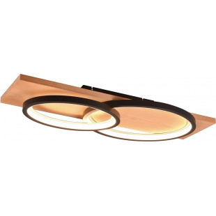 Plafon nowoczesny ściemniany Barca LED 3000K 75x33cm czarny mat / drewno Trio