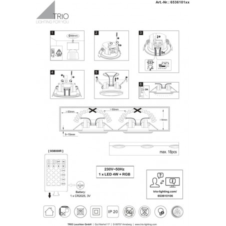 Lampa spot Trio Argus LED - chrom, pilot, 3000K