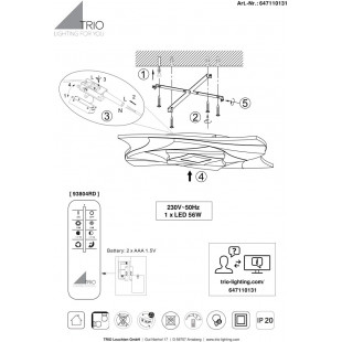 Plafon LED Akita Trio z pilotem - Nowoczesne oświetlenie