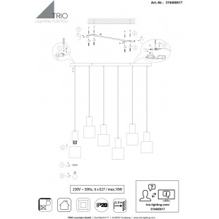 Lampa wisząca 6 punktów Trio Agudo | Nowoczesny Design
