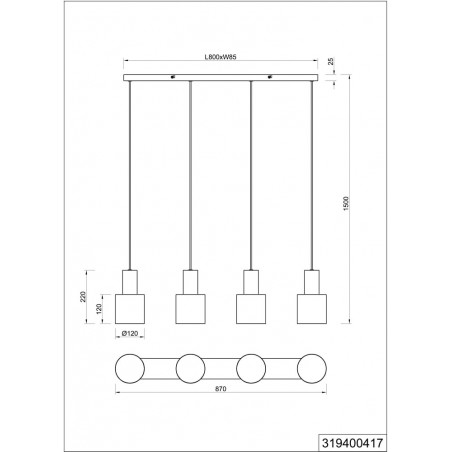 Lampa Wisząca Trio Agudo: 4 punkty, Szary/Beż/Czarny | Kup Teraz