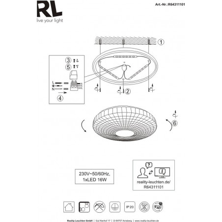 Plafon LED Okrągły Vega 33cm Biały - Reality | Sklep z Oświetleniem