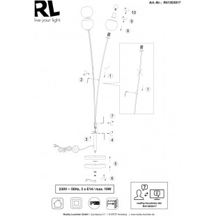 Lampa podłogowa Sheldon - 3 szklane kule | Reality