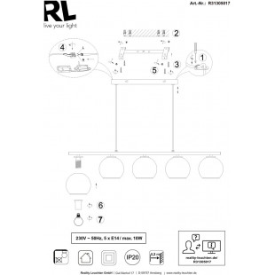 Lampa wisząca Sheldon | 3 szkło, kolorowa | Reality
