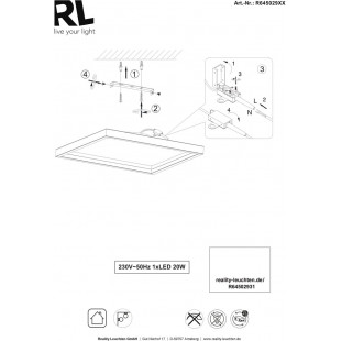 Plafon LED kwadratowy czarny Reality - Nowoczesne oświetlenie