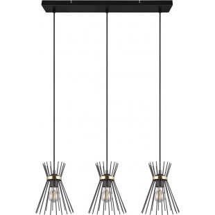 Lampa wisząca czarna metalowa 3 pkt - Reality | Loftowa