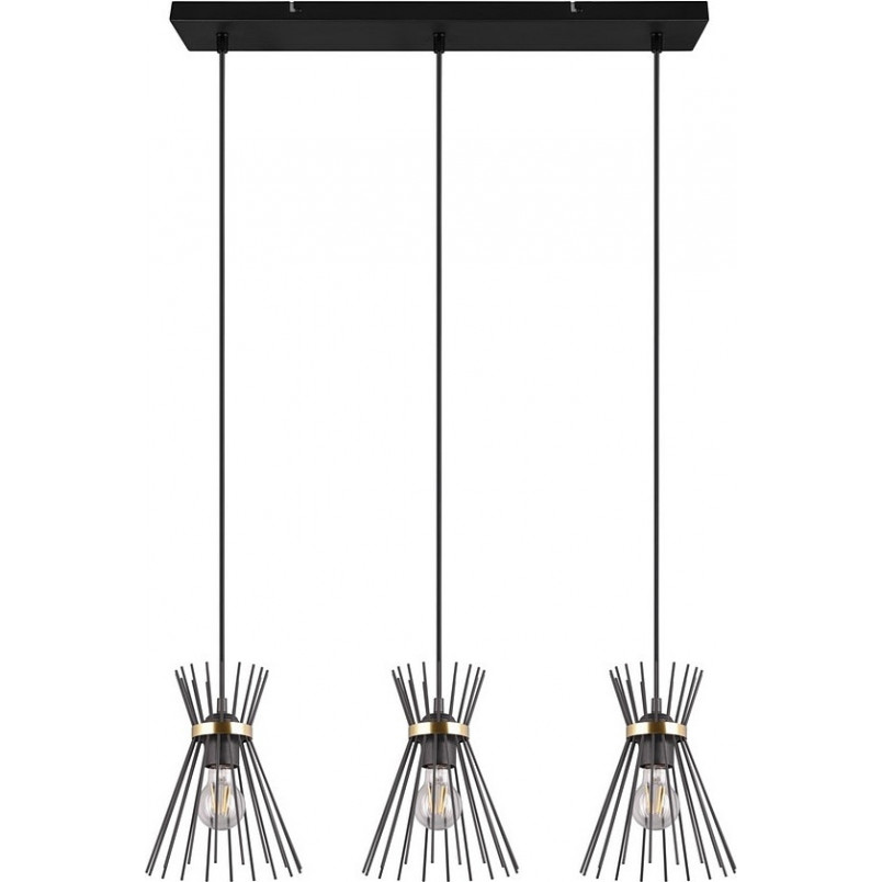 Lampa wisząca czarna metalowa 3 pkt - Reality | Loftowa