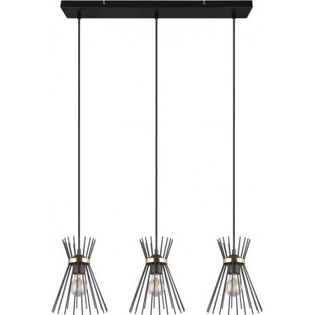 Lampa wisząca czarna metalowa 3 pkt - Reality | Loftowa