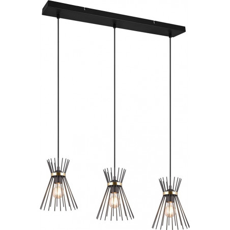 Lampa wisząca czarna metalowa 3 pkt - Reality | Loftowa