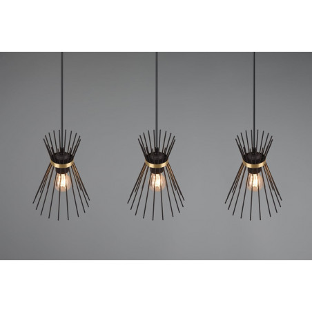 Lampa wisząca czarna metalowa 3 pkt - Reality | Loftowa