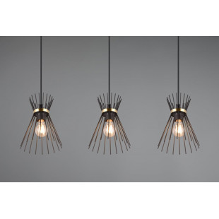 Lampa wisząca czarna metalowa 3 pkt - Reality | Loftowa