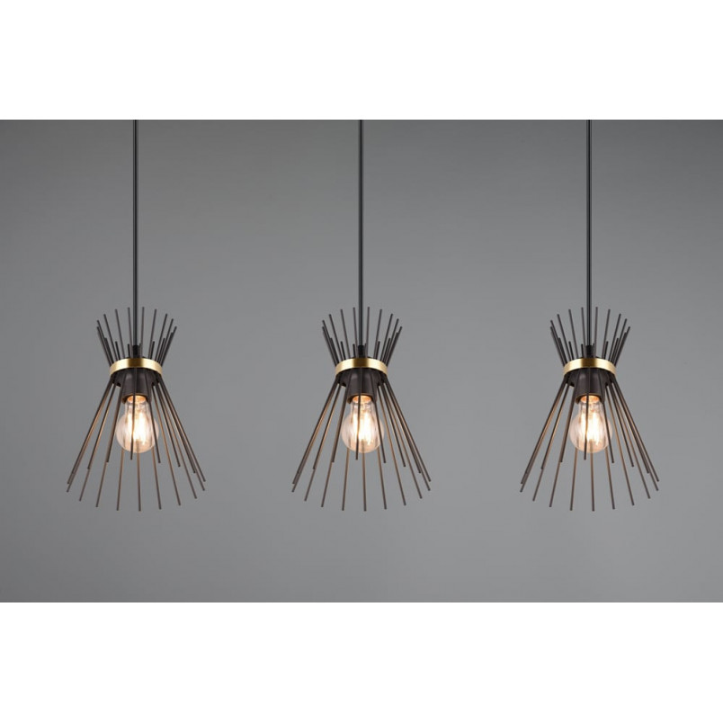 Lampa wisząca czarna metalowa 3 pkt - Reality | Loftowa