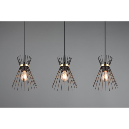 Lampa wisząca czarna metalowa 3 pkt - Reality | Loftowa