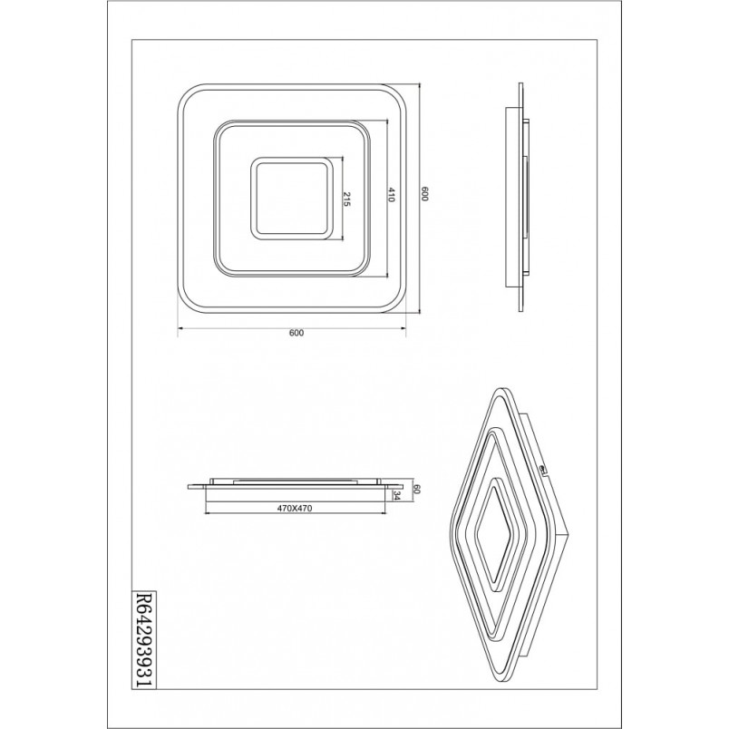 Plafon LED Jora 60x60 - Ściemnianie, Pilot | Reality