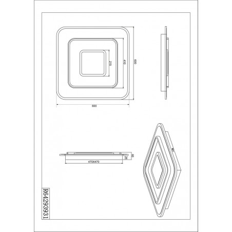 Plafon LED Jora 60x60 - Ściemnianie, Pilot | Reality