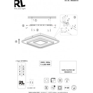 Plafon LED Jora - Ściemnianie, Pilot, Biały Mat | Reality