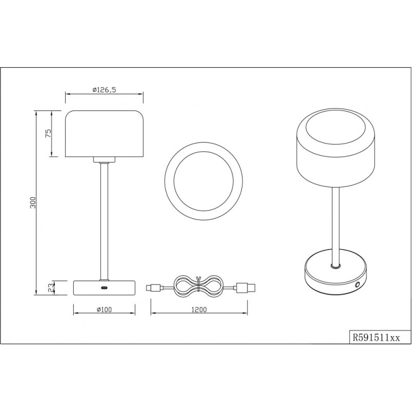 Lampa stołowa LED czarna Reality | Minimalistyczny design USB