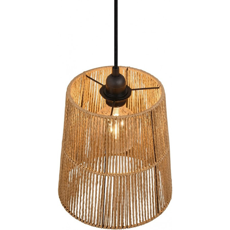 Lampa wisząca boho Reality Holm - Brązowa, papierowa, E27