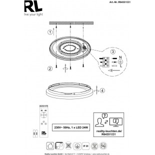 Plafon LED biały z pilotem 40cm - Reality Felis | Oświetlenie