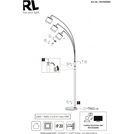 Lampa podłogowa 3 abażury Davos beżowo-brązowa | Reality