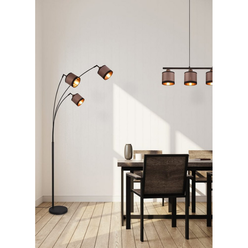 Lampa podłogowa 3 abażury Davos beżowo-brązowa | Reality