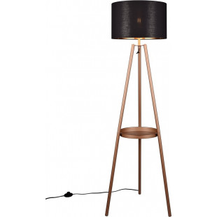 Lampa podłogowa na trójnogu ze stolikiem Colette czarno-złoty / kawowy Reality