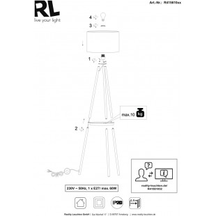 Lampa podłogowa trójnóg Colette | Szara/Czarna Reality - Kup teraz!