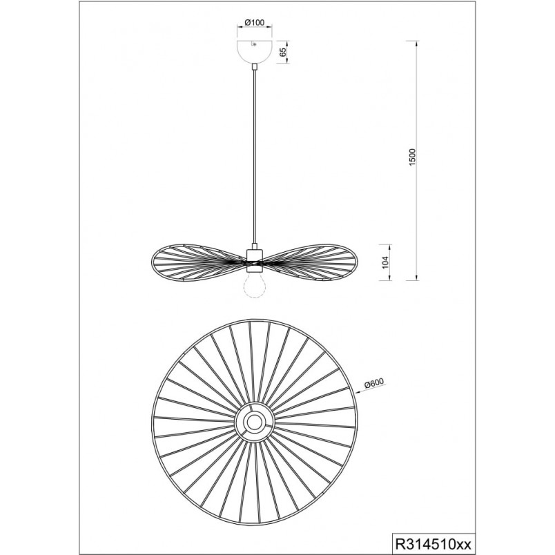 Lampa wisząca "Kapelusz" Reality - Nowoczesny design, 60cm