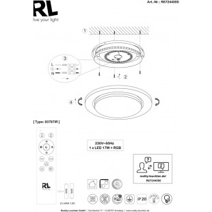 Plafon RGB Cartida LED 38cm - Pilot, Zmiana Kolorów | Reality