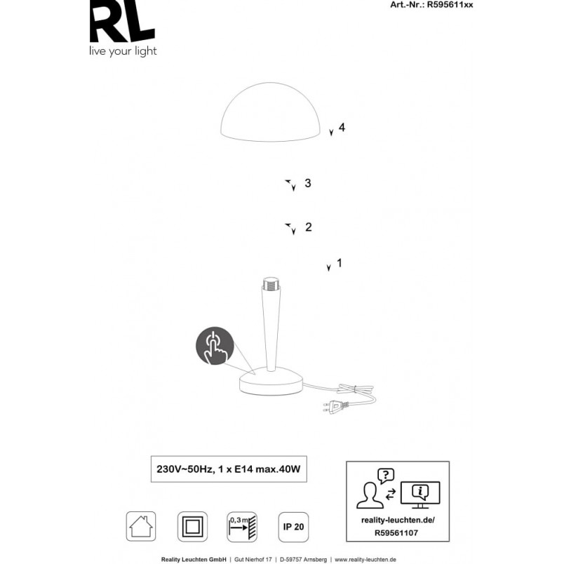Lampa stołowa LED Retro Canaria biała | Reality