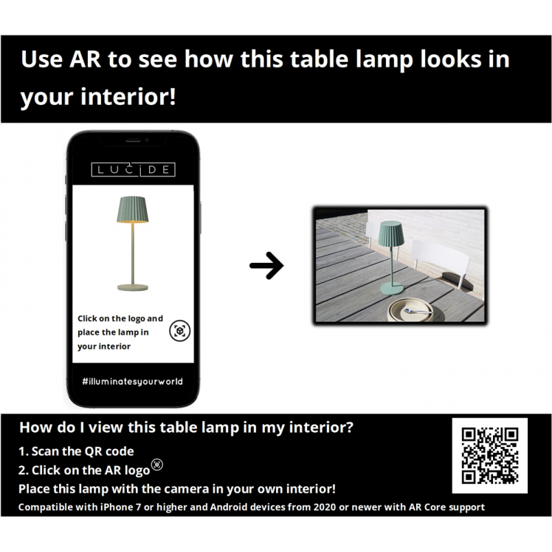Lampa ogrodowa na stół Justine LED zielona Lucide