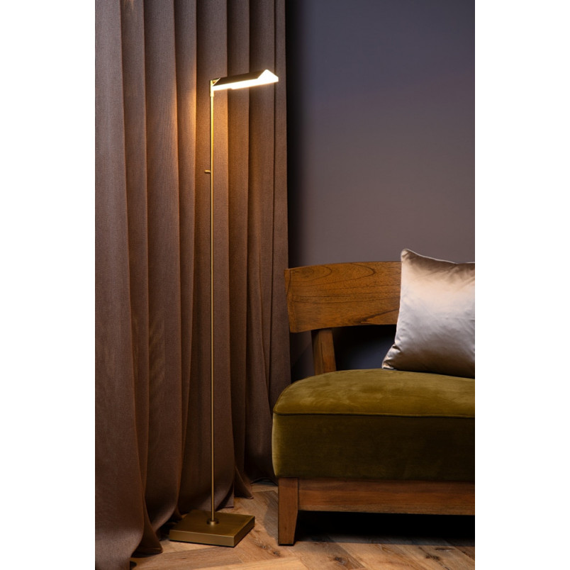 Lampa podłogowa LED Aaron | Mosiężna, ze ściemniaczem - Lucide