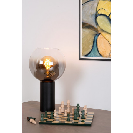 Lampa stołowa szklana kula Marius szkło dymione / czarny Lucide