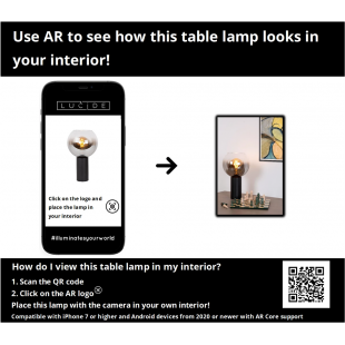 Lampa stołowa szklana kula Marius szkło dymione / czarny Lucide