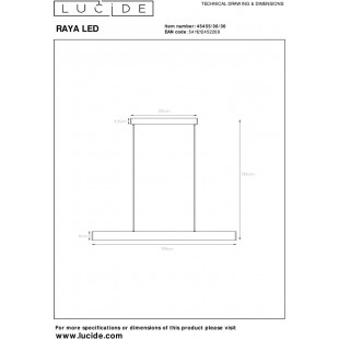Lampa wisząca podłużna liniowa Raya II 119cm LED czarna Lucide