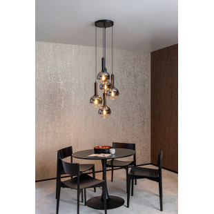 Lampa wisząca szklane kule na listwie Marius V 55cm szary dymiony / czarny Lucide