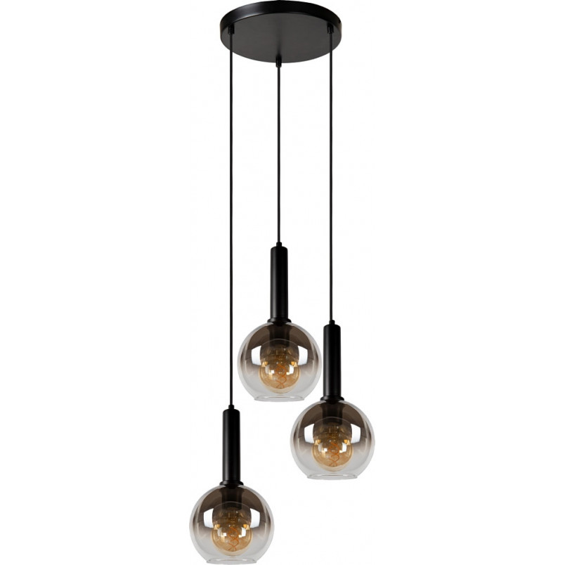 Lampa wisząca Marius III Lucide | 3 szkło dymione, E27