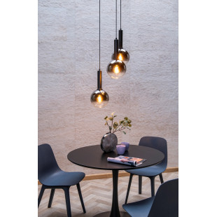 Lampa wisząca szklane kule na listwie Marius III 48cm szary dymiony / czarny Lucide